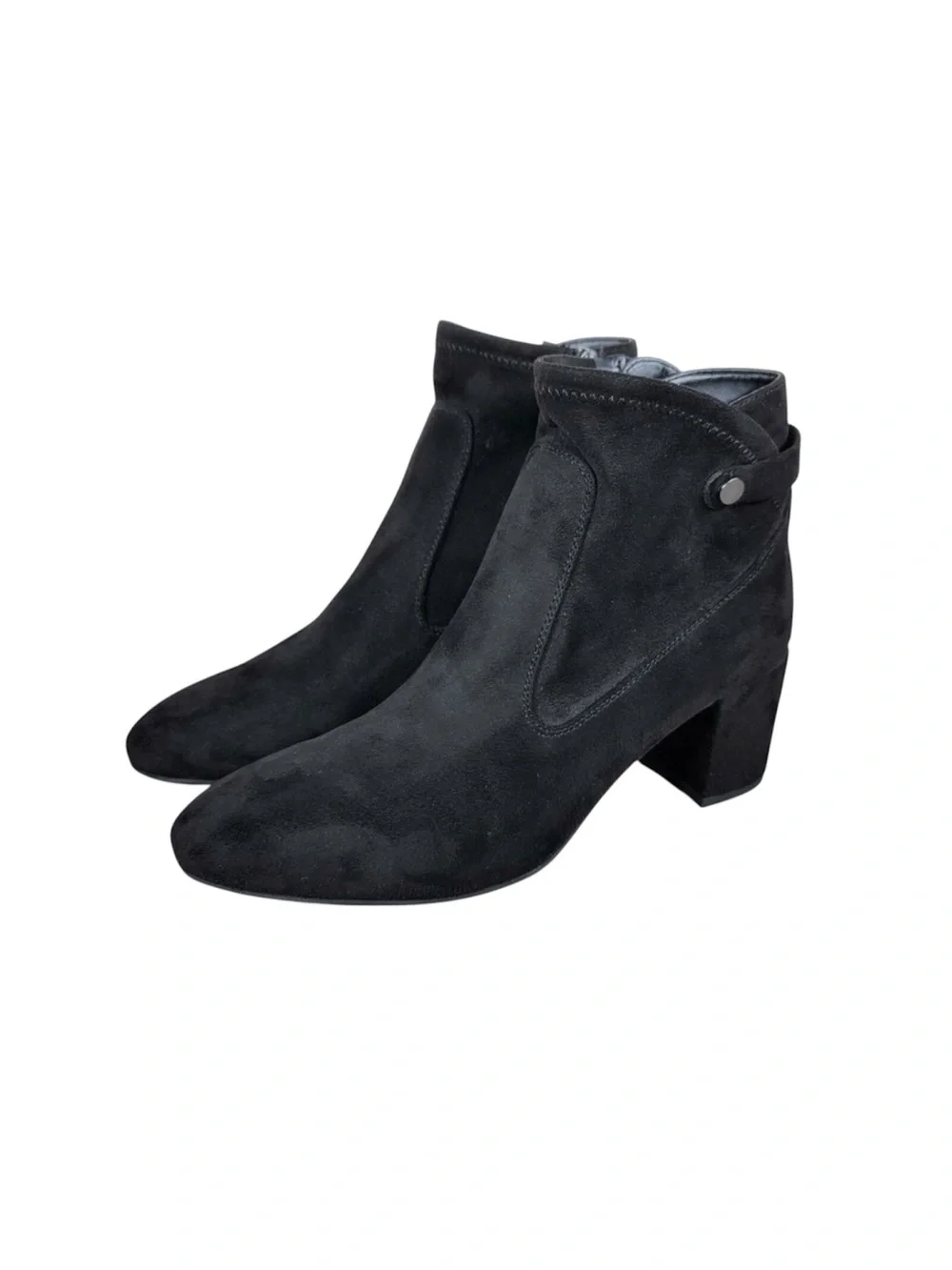 Franco Sarto Black Suede Block Heel Ankle Boots